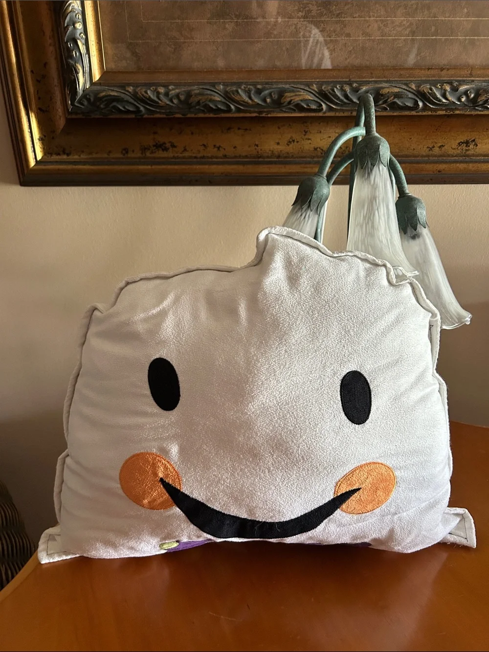 Halloween Ghost Decorative Pillow - White